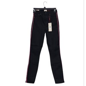 Alice + Olivia Black Skinny Jeans with Pink Accents